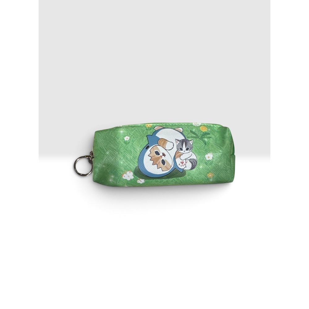Mofusand Inspired Shark Cat Pencil Case Green Stationery Pouch Pen Bag New